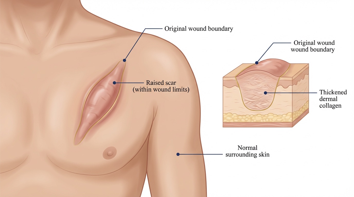 Medical illustration of hypertrophic scar